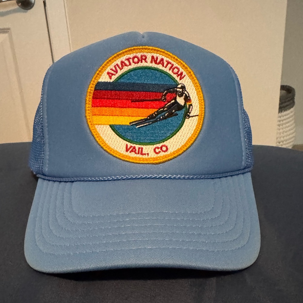 Aviator Nation Vail Trucker Hat in Light Blue